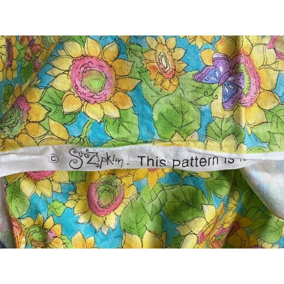 Colorful Sunflower & Butterfly Pattern Cotton Fabric 19 " x 42" By Sue Zipkin - Picture 3 of 5
